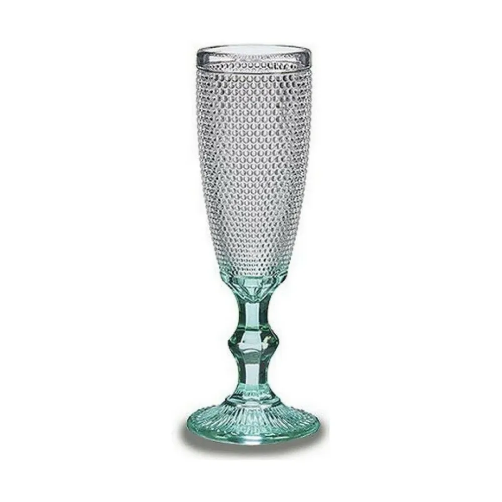 Calice da champagne Vivalto Trasparente Turchese Vetro 185 ml Punti (6 Unità)