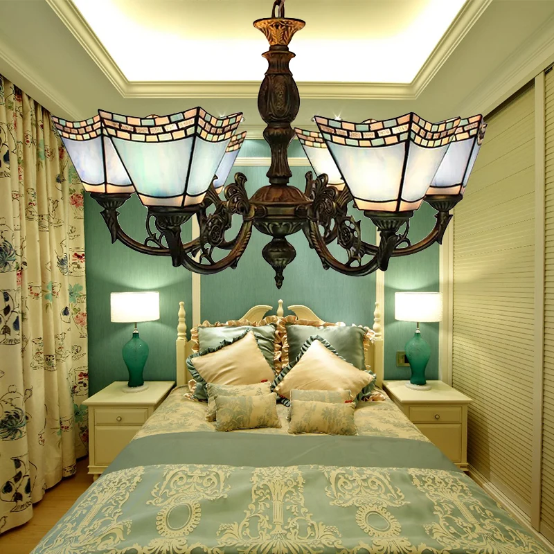Centrotavola Decorativo Lampadari per Sala da Pranzo con Catena, Sospensione Geometrica 6 Luci con Paralume Vetro Artistic...