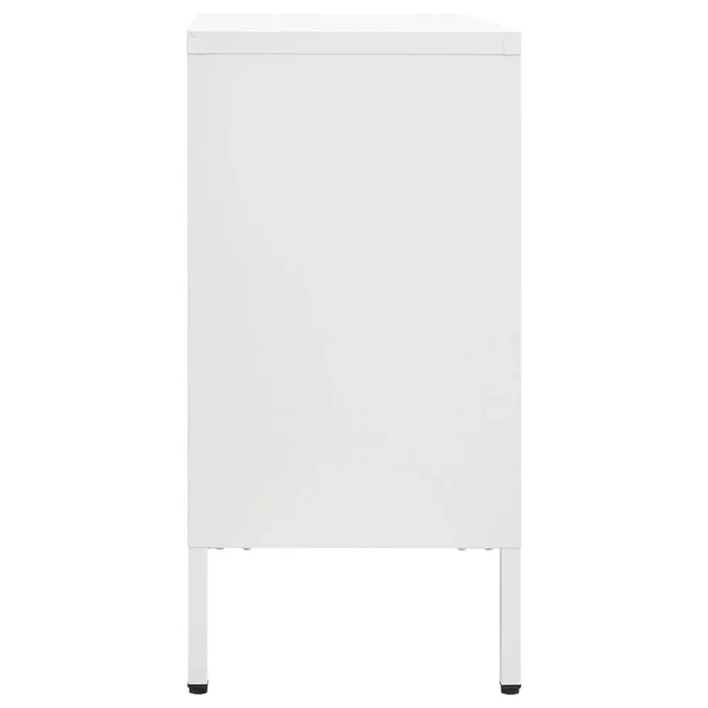 Credenza Bianca 105x35x70 cm Acciaio e Vetro Temperato