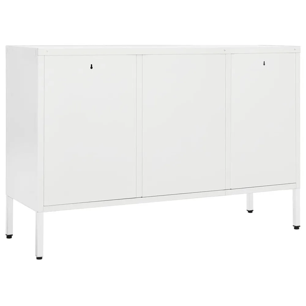 Credenza Bianca 105x35x70 cm Acciaio e Vetro Temperato