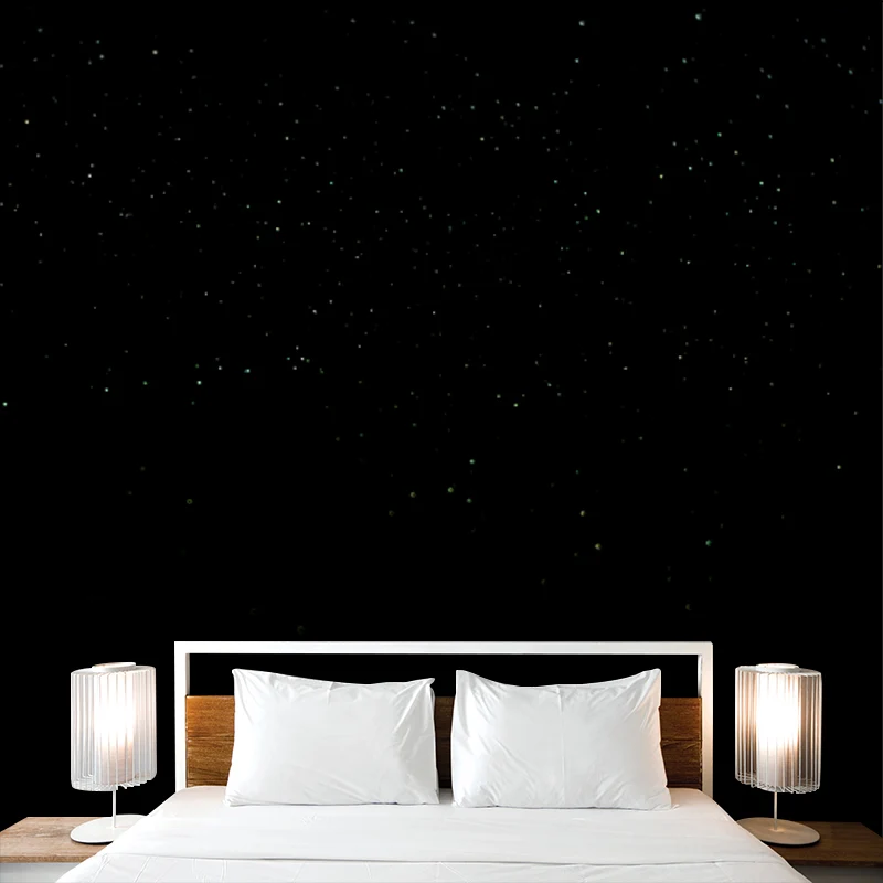 Decorazione murale con stelle sparse antimacchia, contemporanea, tessuto non tessuto, realizzata su misura