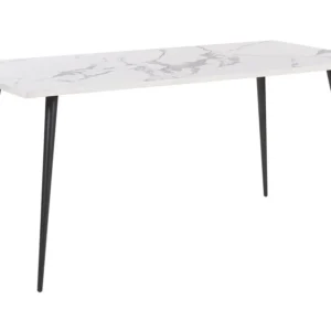 Dining Table 160 x 80 cm White Marble Effect Nero notte SANTIAGO