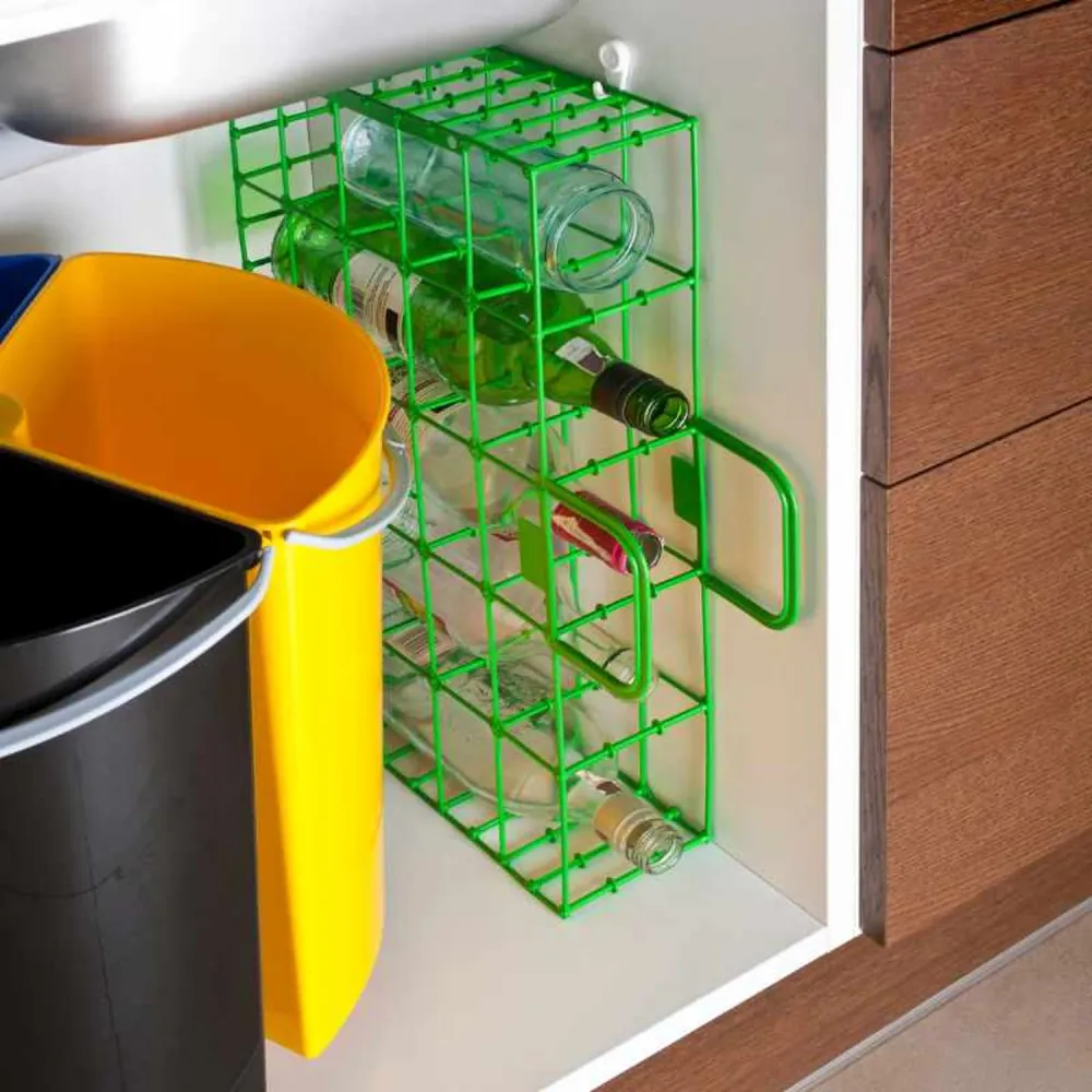 ECORACK Recycling Glass Waste Bottle Jar Rack Holder Caddy vetro 5 Slots Compartments Sorting Segregation