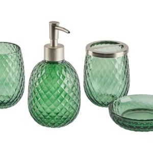 Glass 4-Piece Bathroom Accessories Green CANOA