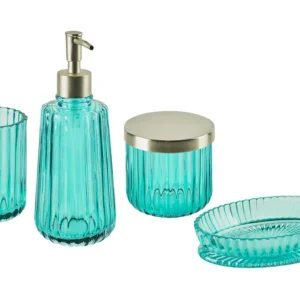 Glass 4-Piece Bathroom Accessories Set Blue TECATE