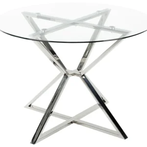 Glass Top Round Dining Table ⌀ 105 cm Silver BOSCO