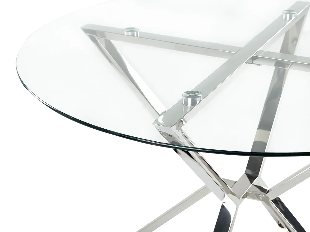 Glass Top Round Dining Table ⌀ 105 cm Silver BOSCO