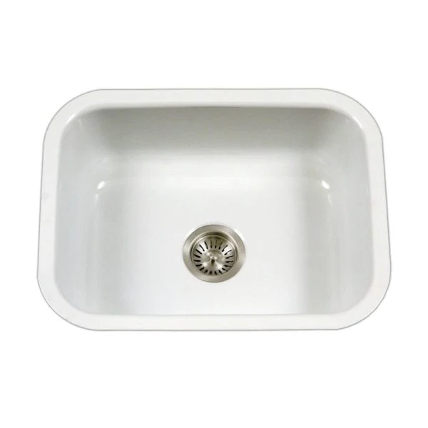 Hamat - CER-2318S-WH - Enamel acciaio Undermount Single Bowl Kitchen Sink, White Senza Piombo