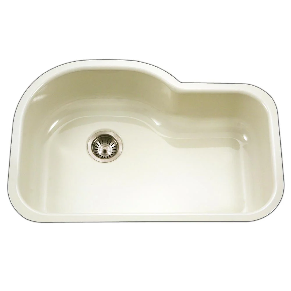 Hamat - CER-3221S-BL - Enamel Steel Undermount Offset Individuale Bowl Kitchen Sink, Black