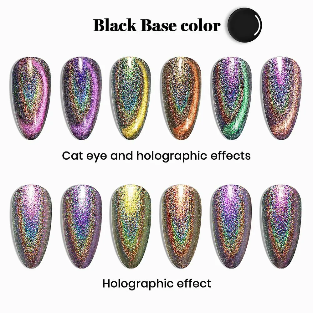 2 1 Holographic Iridato Galaxy Cat Eye Gel Polish - TPO HEMA Free 6 Colors Set 7.5ml