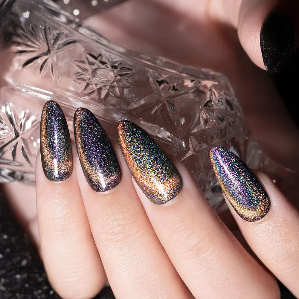 2 1 Holographic Iridato Galaxy Cat Eye Gel Polish - TPO HEMA Free 6 Colors Set 7.5ml