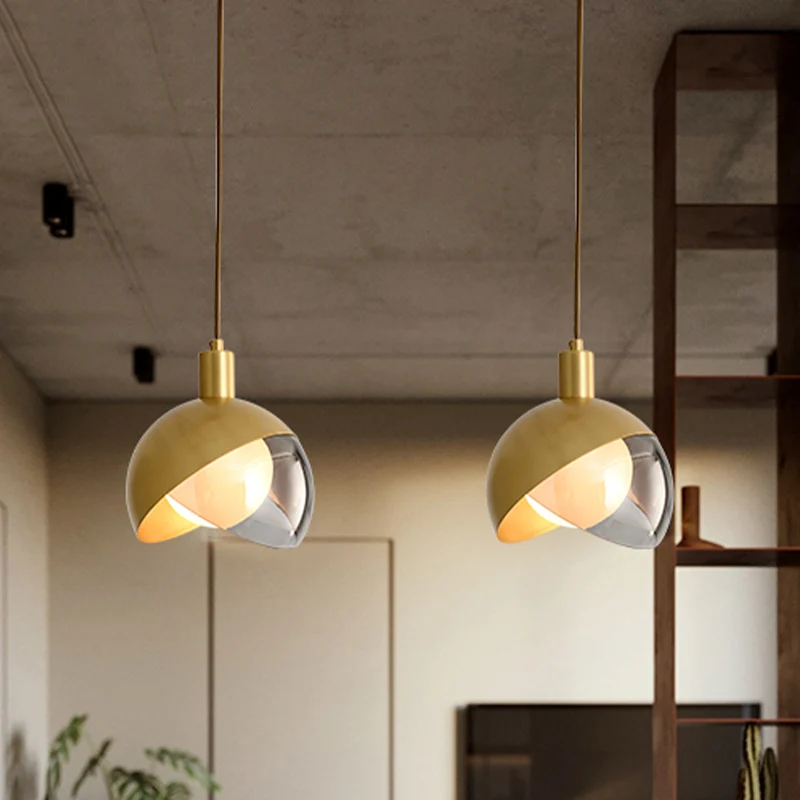 Lampada sospensione grappolo globo diviso oro Basilare metallico 2/3 luci Sala da pranzo Illuminazione con baldacchino rot...
