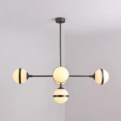 Lampadario con paralume globo Lampadario contemporaneo 3/5 luci vetro lattimo color oro per sala da pranzo