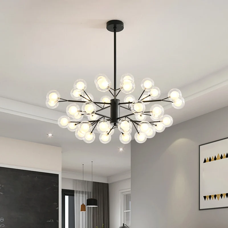 Lampadario per sala da pranzo Modo, lampada sospensione minimalista LED vetro trasparente e smerigliato nero Diametro 28 cm