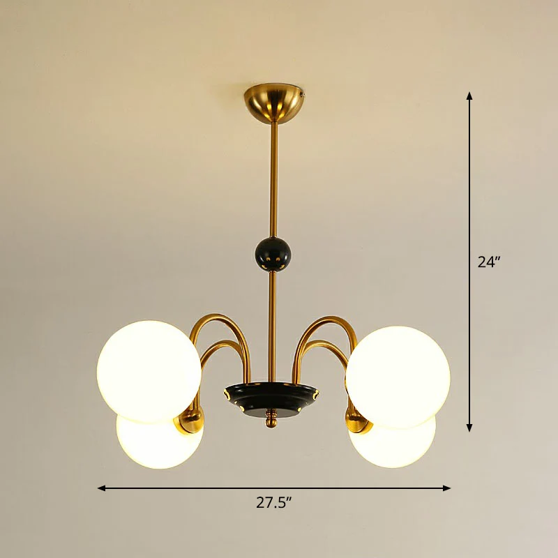 Lampadario sfera vetro avorio Illuminazione sospensione postmoderna nero e ottone per sala da pranzo | Spedizione Veloce