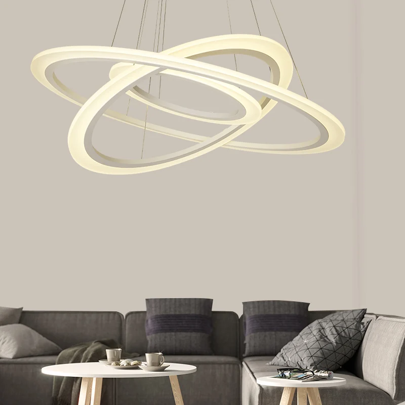 Lampadario sospensione cerchio stile basilare Lampadario sospensione LED per sala da pranzo acrilico bianco