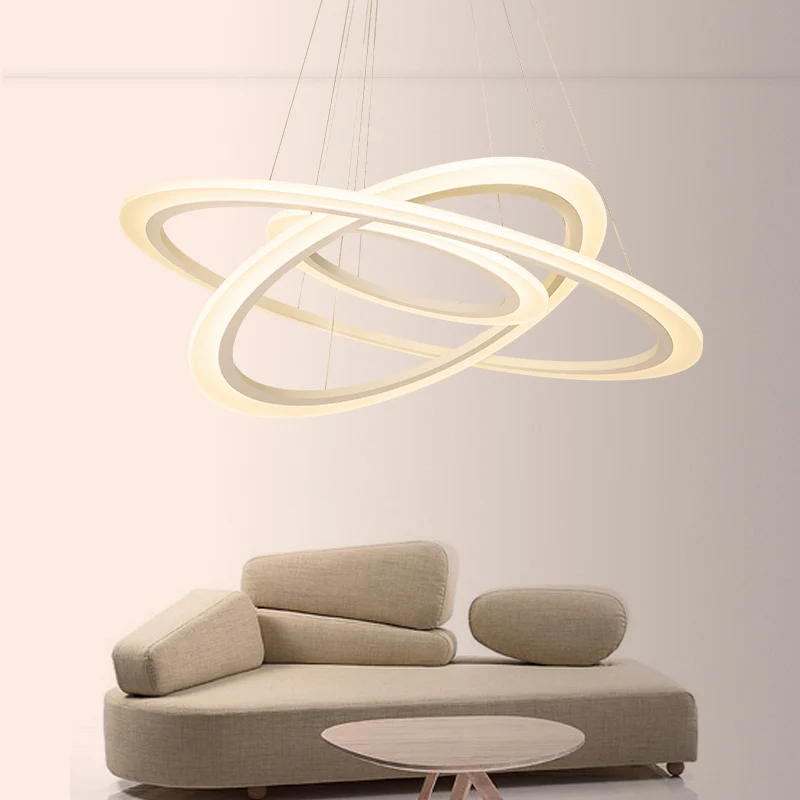 Lampadario sospensione cerchio stile basilare Lampadario sospensione LED per sala da pranzo acrilico bianco