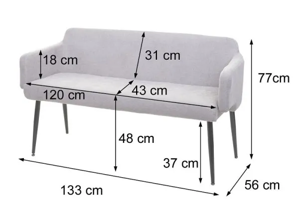 Mendler HWC-L13 set per la sala da pranzo set di 2 sedie + panca set per la sala da pranzo set per la sala da pranzo tessu...