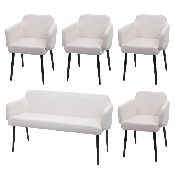 Mendler HWC-L13 set per la sala da pranzo set di 4 sedie + panca set per la sala da pranzo set per la sala da pranzo tessu...
