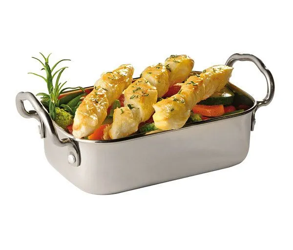 Mini padella APS 145 x 95 cm altezza: 45 / 65 cm acciaio inossidabile manici da 15 cm ciascuno 05 litri -PORTA SNACK- 40660