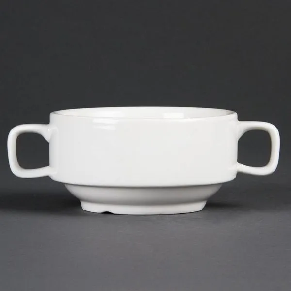 OLYMPIA Bicchieri da minestra Whiteware con manici 40cl PU: 6 pezzi C239