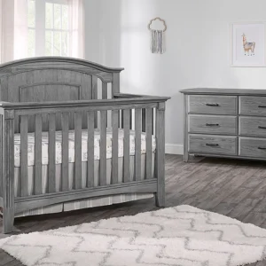 Oxford Baby Willowbrook 2 Piece Nursery Set - Crib and 6 Dr Dresser Graphite Grafite