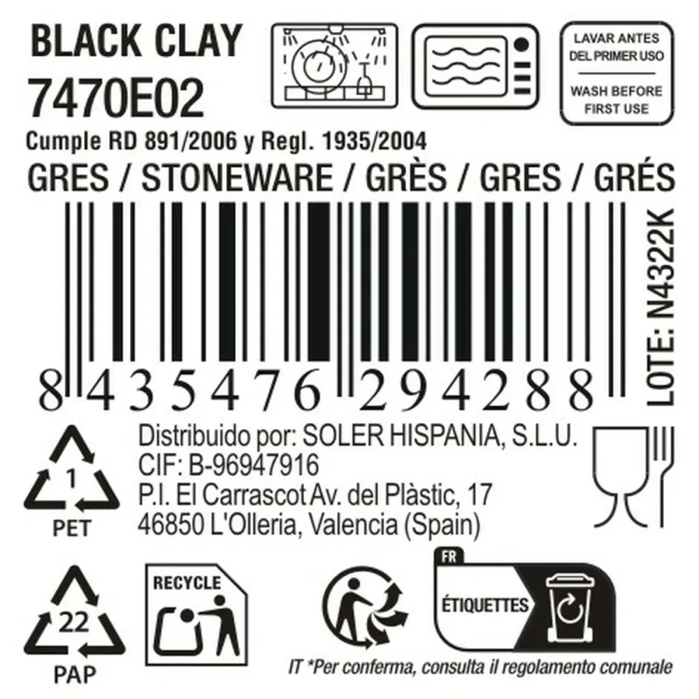 Piatto da pranzo La Mediterránea Nero notte clay