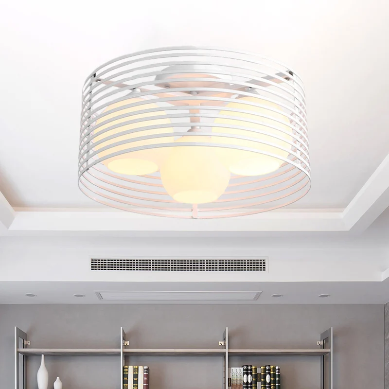 Plafoniera classica 3 luci con globo vetro lattiginoso, illuminazione da incasso bianco/nero per soggiorno