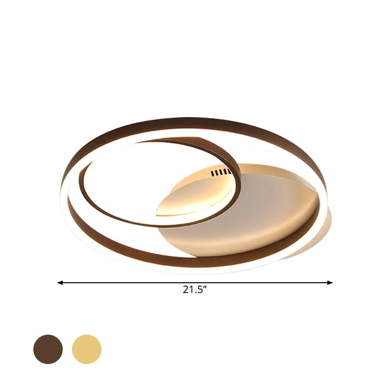 Plafoniera LED Halo Ring con montaggio incasso contemporanea oro metallizzato/caffè con luce calda/bianca, larghezza 18/21...