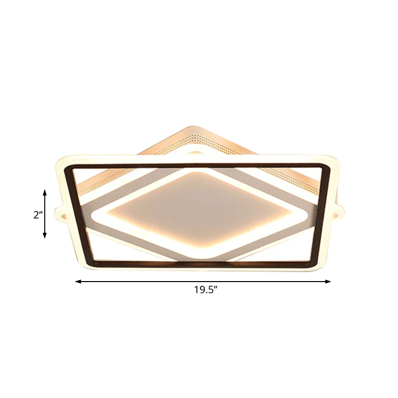 Plafoniera moderna LED bianca con montaggio ad incasso metallo quadrato, luce bianca/calda, larghezza 16,5"/19,5"/23,5"