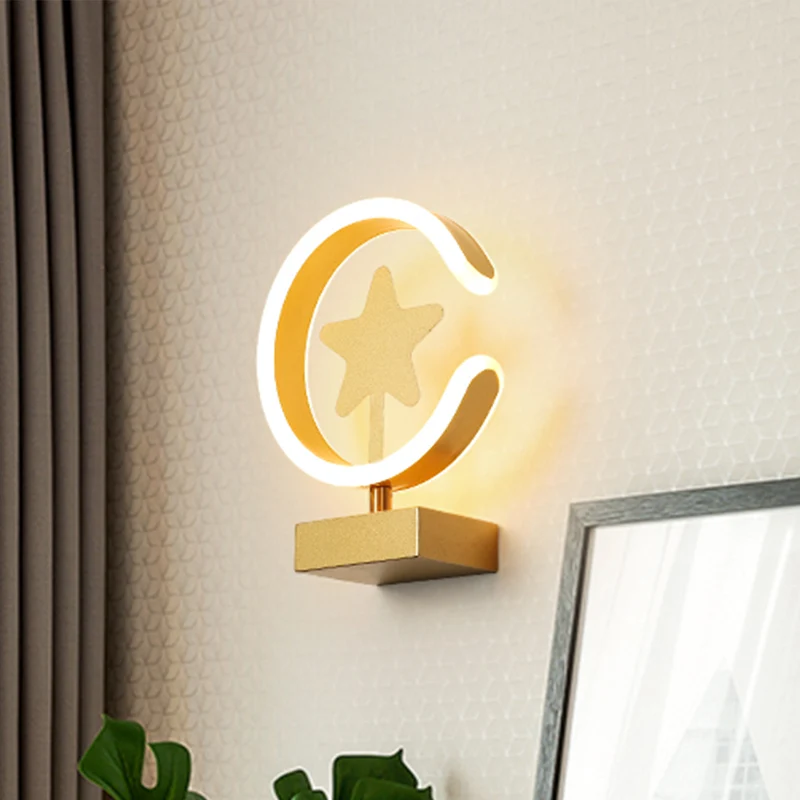 Sconce da parete cerchio bianco/oro con montaggio incasso con motivo stella, illuminazione LED acrilico forma di cartone a...