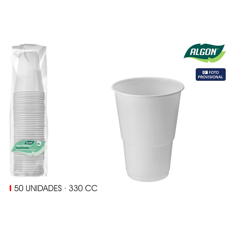 Set di Bicchieri Algon Bianco 330 ml 50 Pezzi (12 Unità)