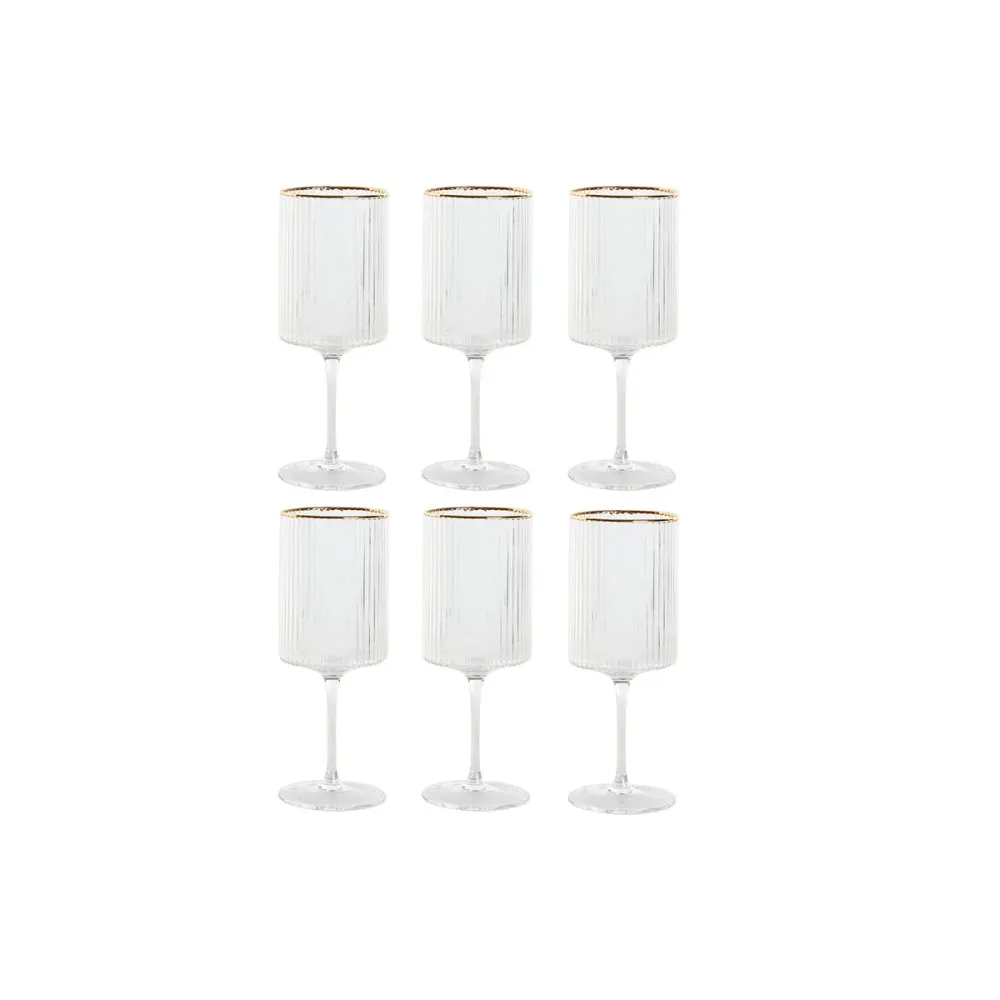 Set di Bicchieri Home ESPRIT Trasparente Dorato Cristallo 400 ml (6 Unità)