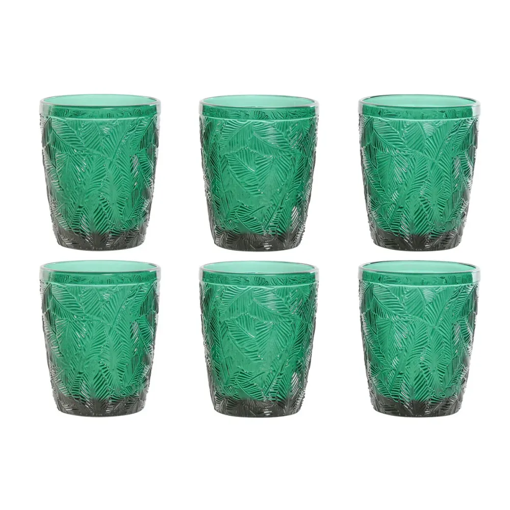 Set di Bicchieri Home ESPRIT Verde Cristallo Con rilievo 300 ml