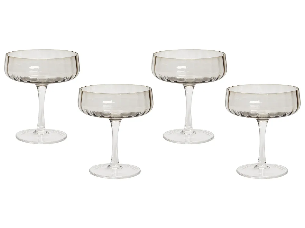 Set 4 Champagne Saucers QUARTZ Grey