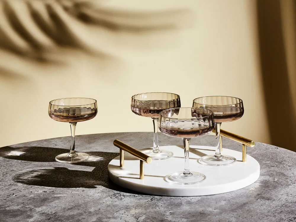 Set 4 Champagne Saucers QUARTZ Grey