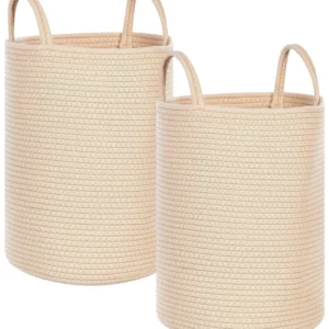 Set 2 Cotton Baskets Beige SARYK