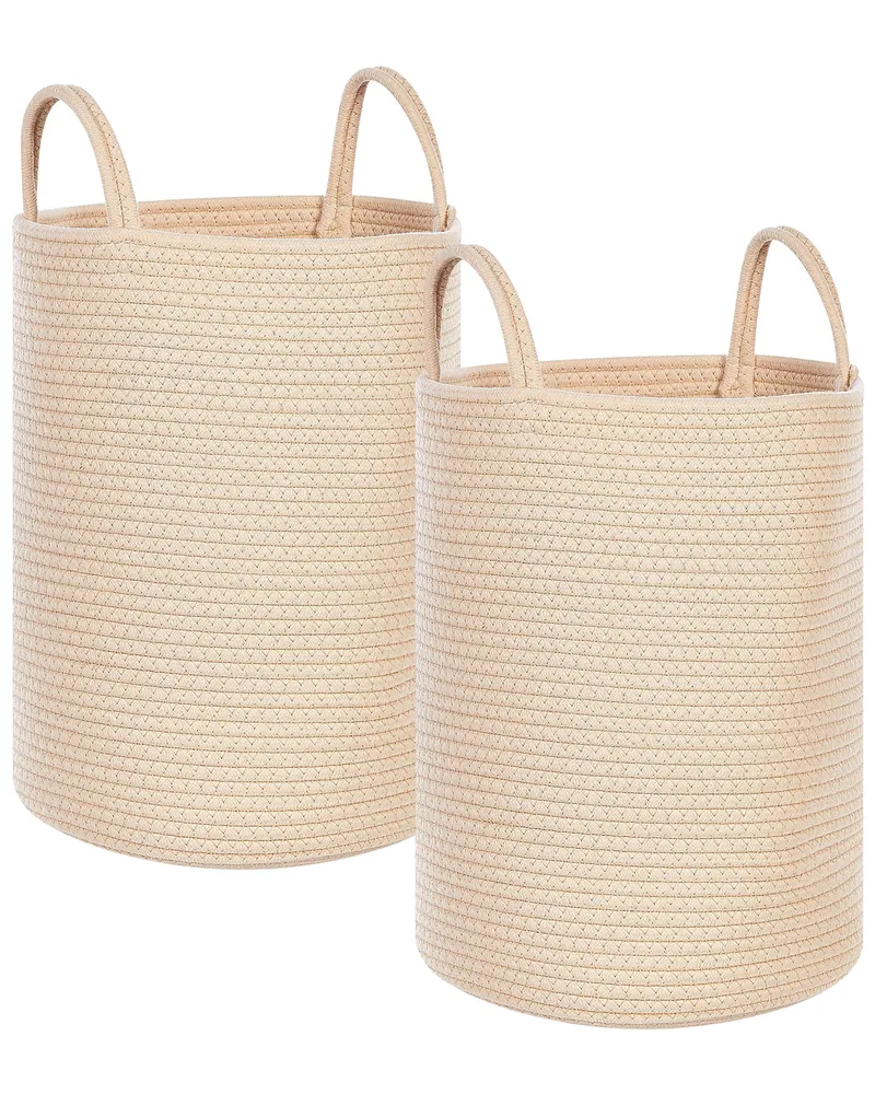 Set 2 Cotton Baskets Beige SARYK