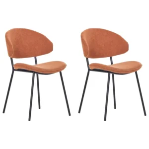 Set 2 Fabric Dining Chairs Orange KIANA
