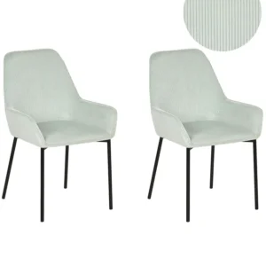 Set 2 Jumbo Cord Dining Chairs Mint Green LOVERNA