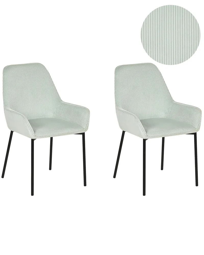 Set 2 Jumbo Cord Dining Chairs Mint Green LOVERNA