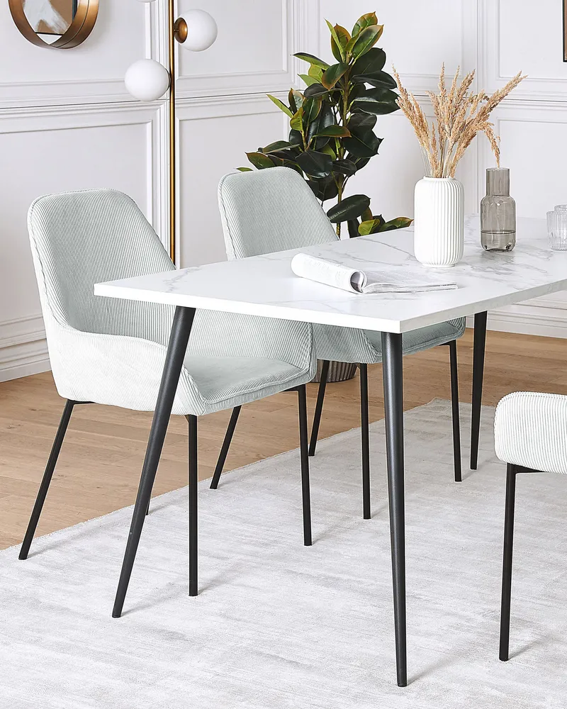 Set 2 Jumbo Cord Dining Chairs Mint Green LOVERNA