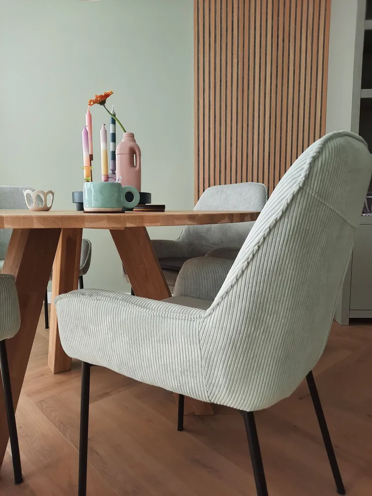 Set 2 Jumbo Cord Dining Chairs Mint Green LOVERNA