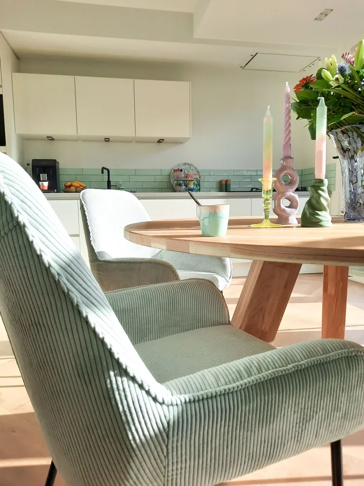 Set 2 Jumbo Cord Dining Chairs Mint Green LOVERNA
