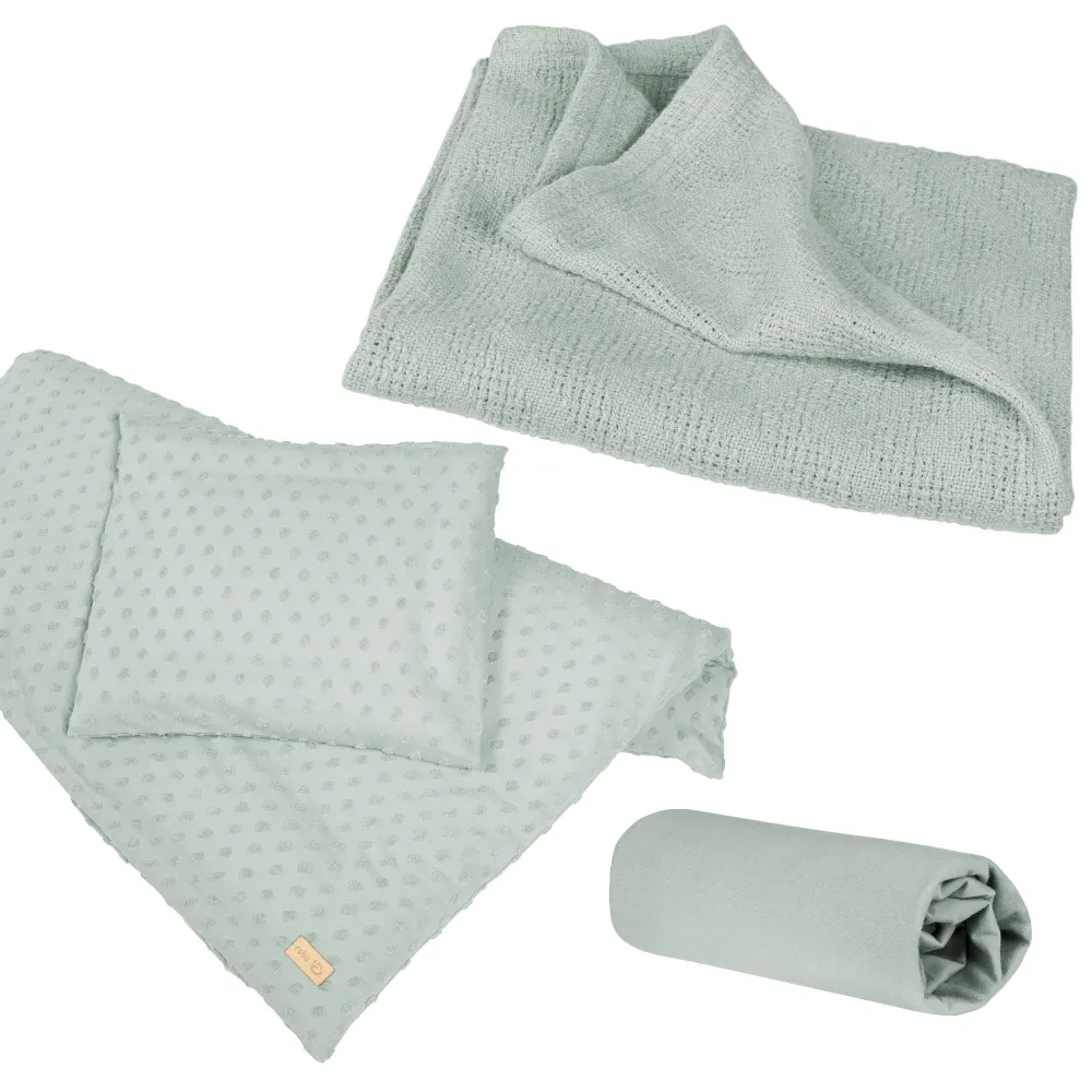 Set regalo biologico per bambini 'Lil Planet' - maglia biologica per dormire piccola - 3 pezzi - verde ghiaccio