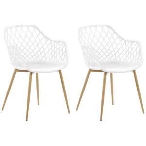 Set di 2 sedie da pranzo bianco e legno limpido NASHUA