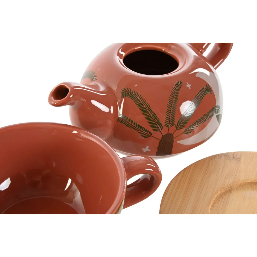 Teiera Home ESPRIT Bianco Beige Terracotta Rosa trasparente Dolomite 750 ml (2 Unità)