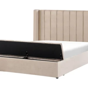 Velvet EU King Size Waterbed Storage Bench Beige NOYERS