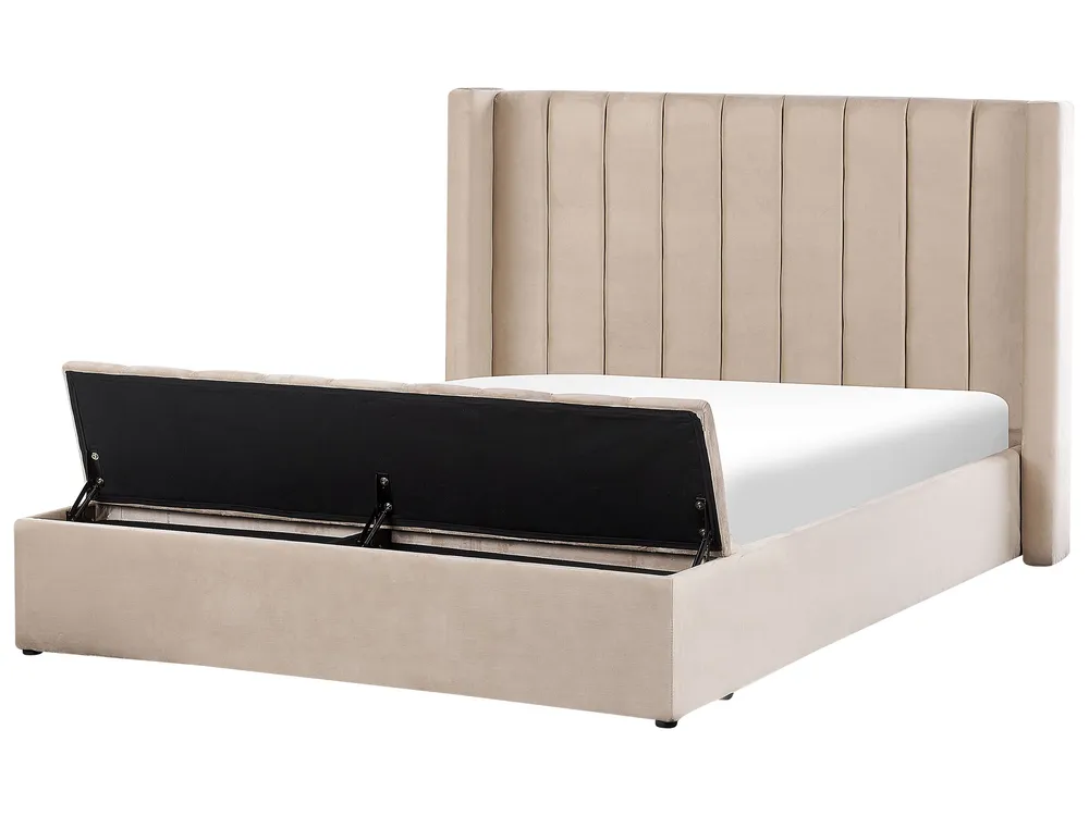 Velvet EU King Size Waterbed Storage Bench Beige NOYERS