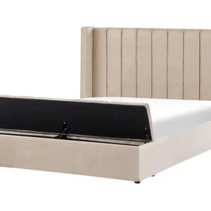 Velvet EU Super King Size Waterbed Storage Bench Beige NOYERS
